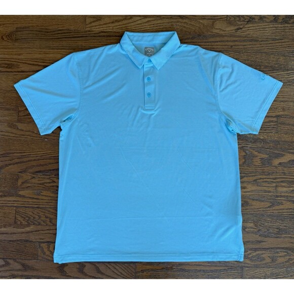 Callaway Polo Shirt Mens XL Blue White Striped Stretch Opti-Dri Golf Performance - Picture 3 of 10